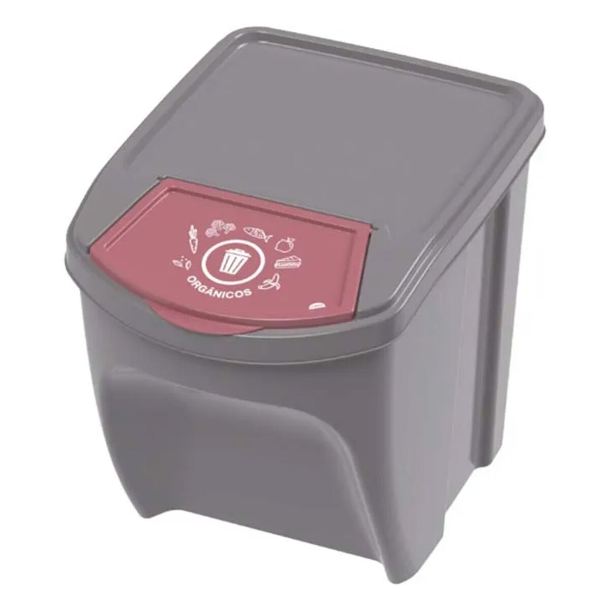 Basurero apilable Plasutil Eco 20L para desechos orgánicos/reciclables - Orgánico Color Gris 