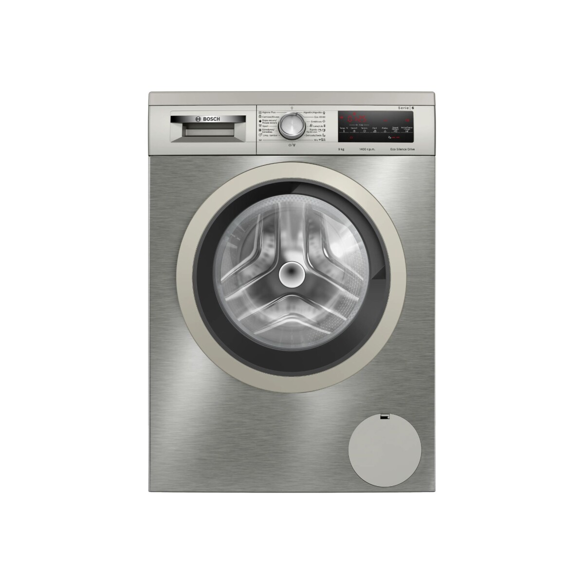 Lavarropas BOSCH Inverter WUU28T6KES 9 KG ACERO INOXIDABLE - gris 