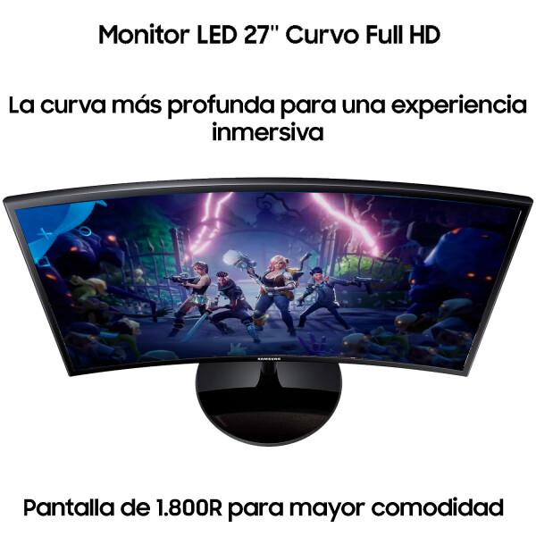 Monitor Samsung Essential 27" Curvo C27f390fh Fhd + Regalo PK MONITOR SAMSUNG 27 CURVO NEGRO+REGALO