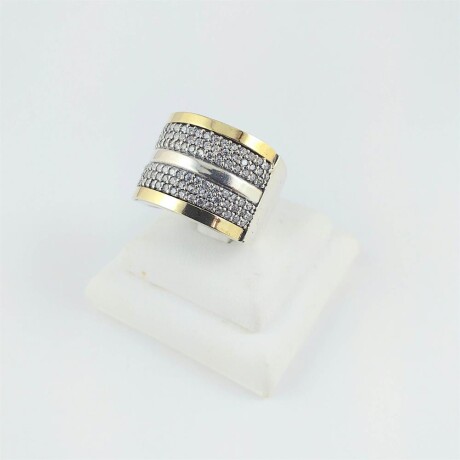 Anillo de plata 925 con detalles en double de oro 18Ktes, circonias. Modelo, CAPRI. Anillo de plata 925 con detalles en double de oro 18Ktes, circonias. Modelo, CAPRI.