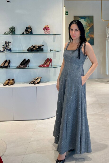 Vestido de paño con brillo Amadea Gris