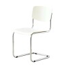 Silla de Comedor Metal Cromado y Madera - Moon Blanco