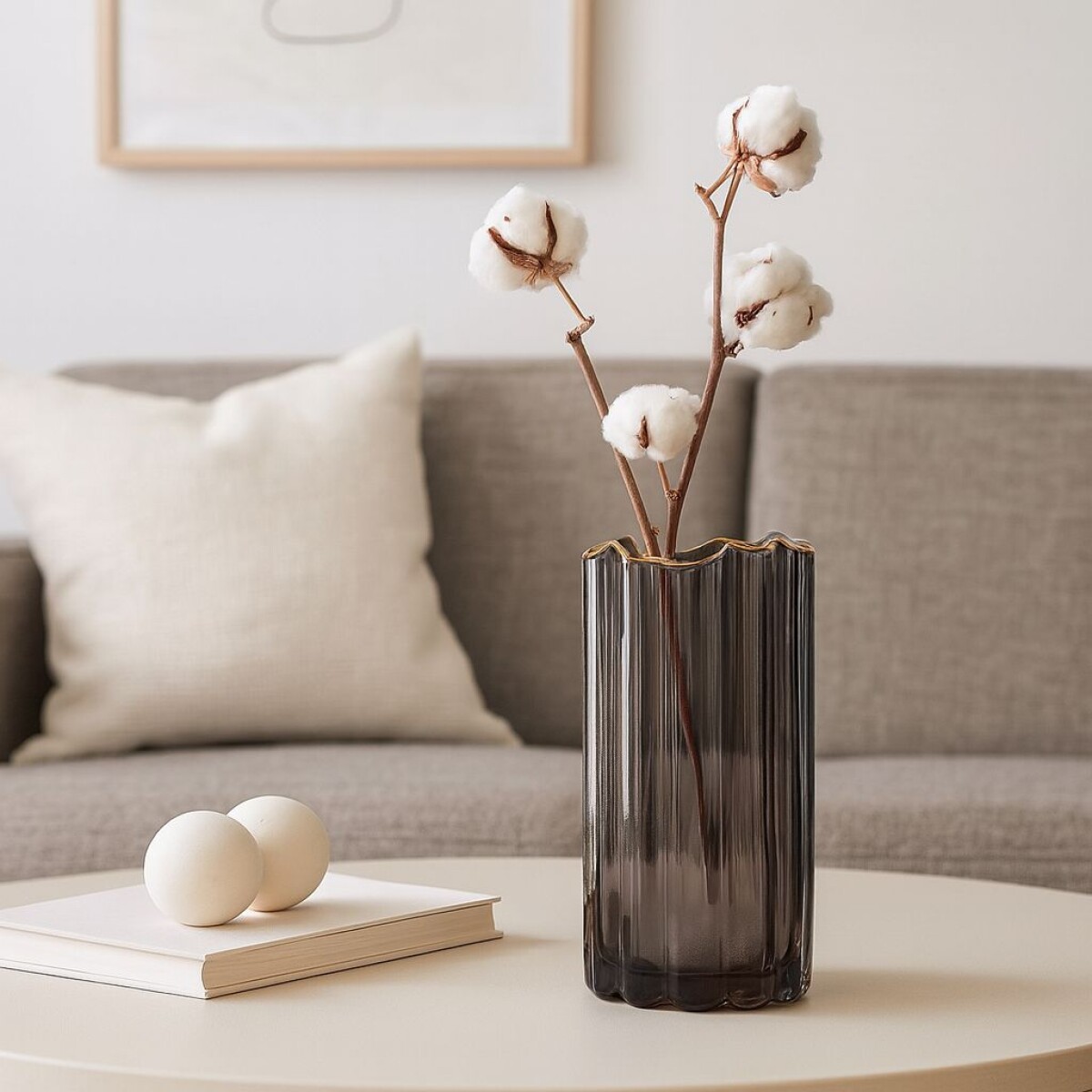 Florero Alto de Vidrio Grafito 