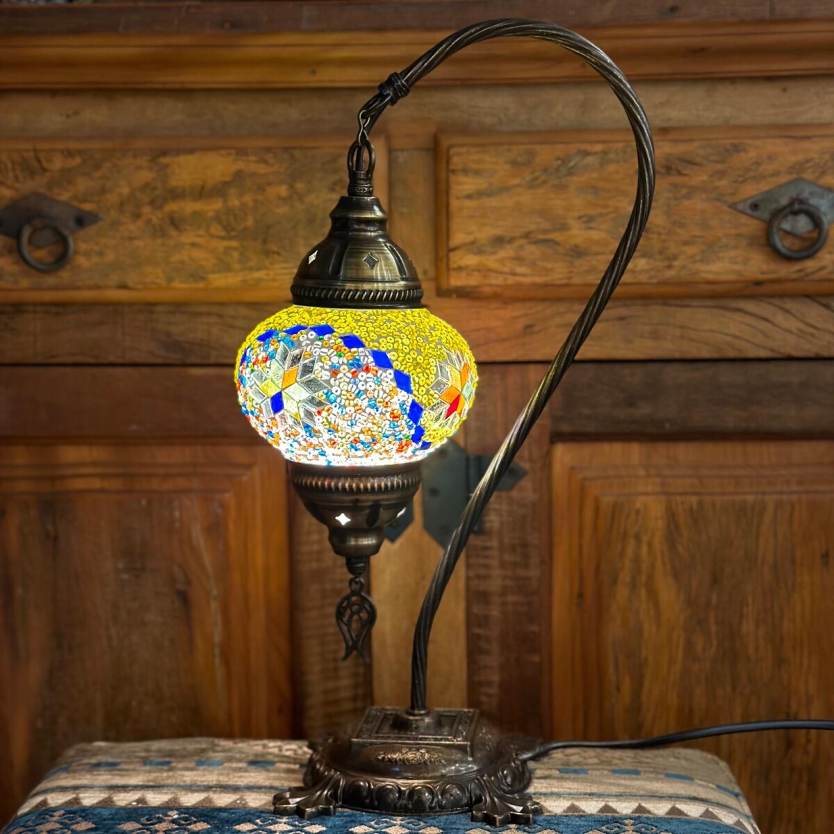 Lámpara vitraux de mesa cuello cisne TM12 - Amarillo 