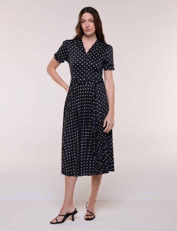 Vestido Lunares Lazo NEGRO/BLANCO