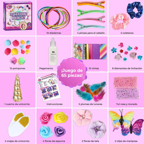Set De Decoración Vinchas 65pcs Peluquería Arte Jug001206