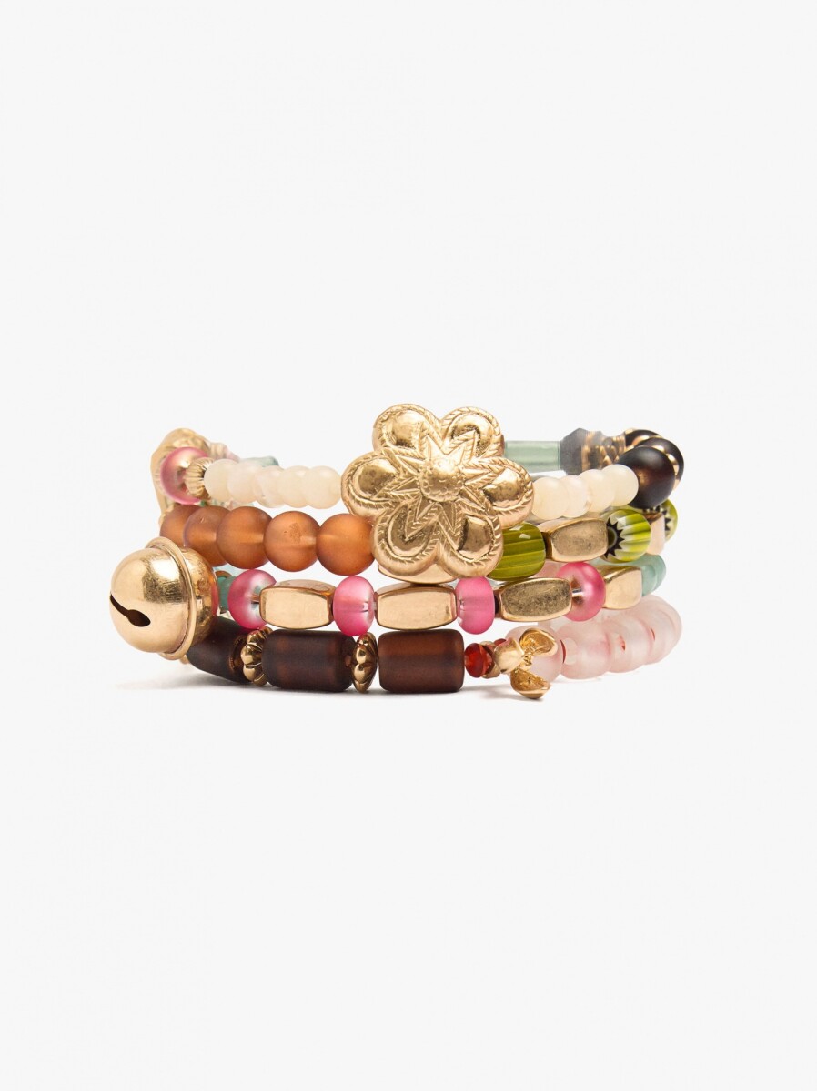 Pulsera Elástica Cuentas De Cerámica - multicolor 