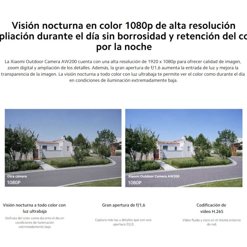 Cámara Exterior Xiaomi AW200 - Seguridad Inteligente 1080p con Visión Nocturna y Detección de Personas Cámara Exterior Xiaomi AW200 - Seguridad Inteligente 1080p con Visión Nocturna y Detección de Personas