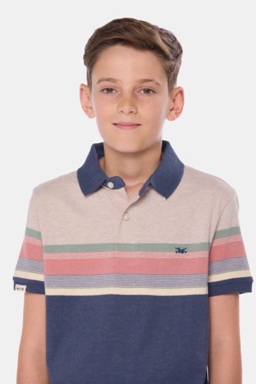 REMERA POLO RAYADA DE ALGODÓN Azul