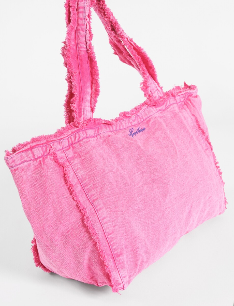 Bolso lavado con detalles desflecados - fucsia 