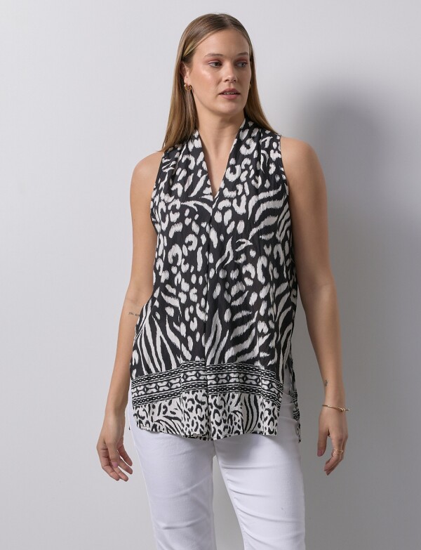 Blusa Printed NEGRO/CRUDO