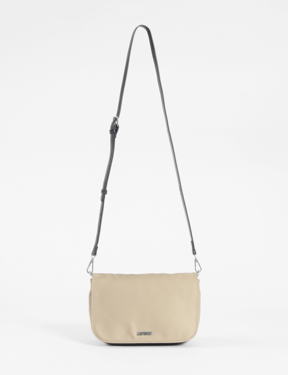 Bandolera con tapa de tela - beige 