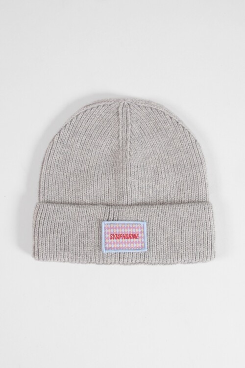 Gorro tejido rib gris melange