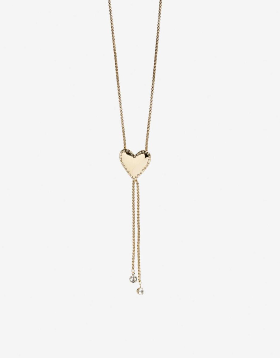 Collar Largo Y De Corazón - Dorado 