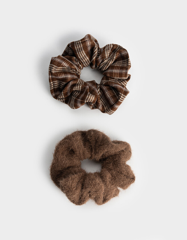 Skunzies Cuadros y Rayas Scrunchie - Combinacion Tricolor