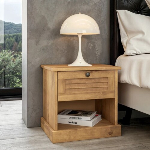 Mesa de Luz 1 Cajón - Línea Valenciana - Natural Mesa de Luz 1 Cajón - Línea Valenciana - Natural