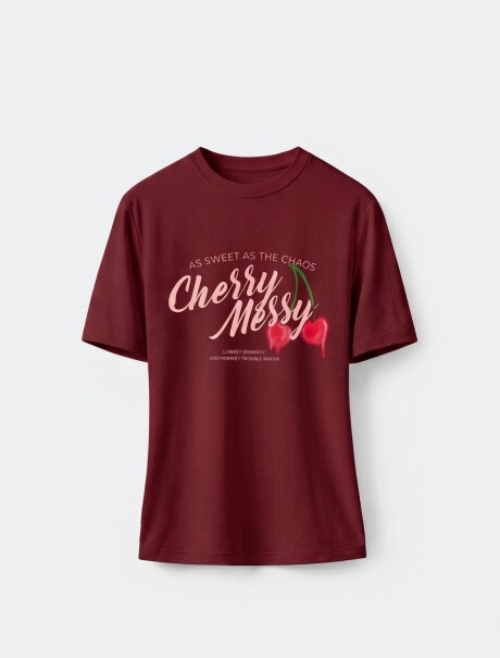 CAMISETA DE MANGA CORTA CON ESTAMPADO BORDEAUX