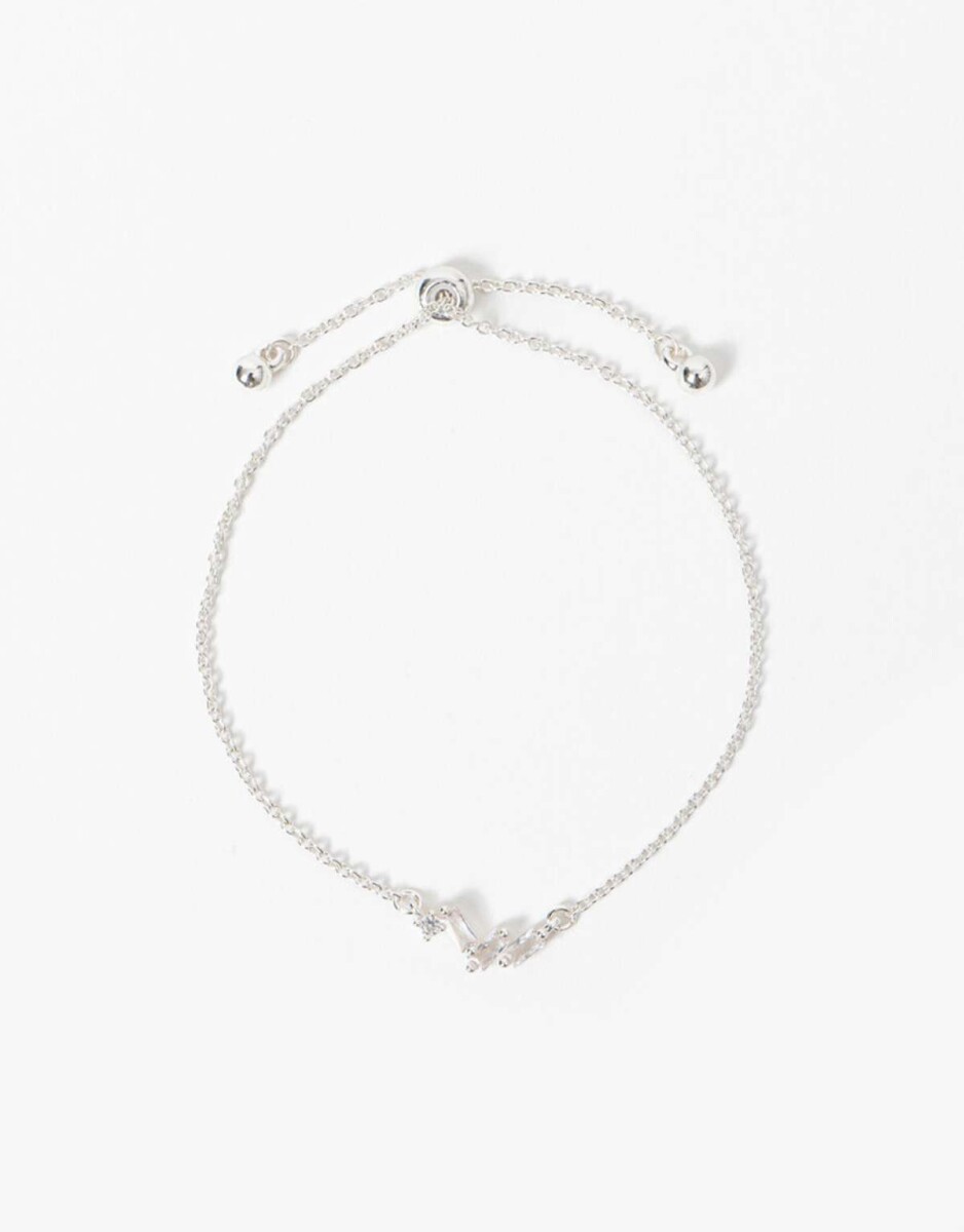 Pulsera Flexible Con Cubic Zirconia - Plateado 