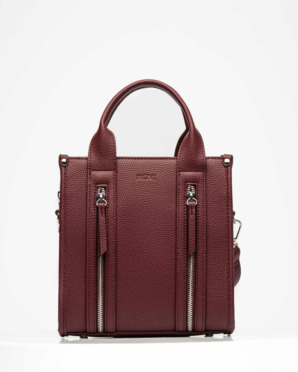 Cartera de Mano Oak en Efecto Cuero Liso Bordeaux