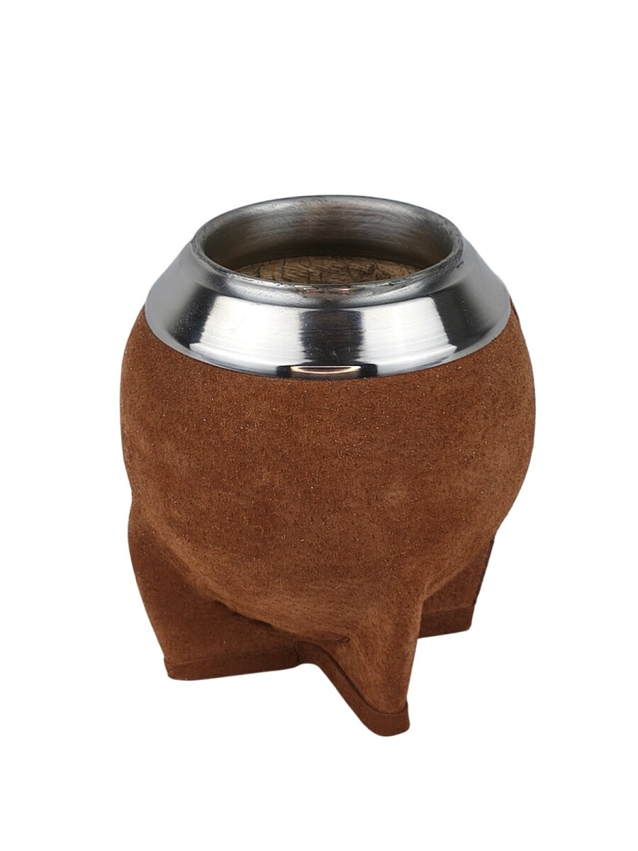 Mate de calabaza forrado en cuero modelo torpedo - oxido 