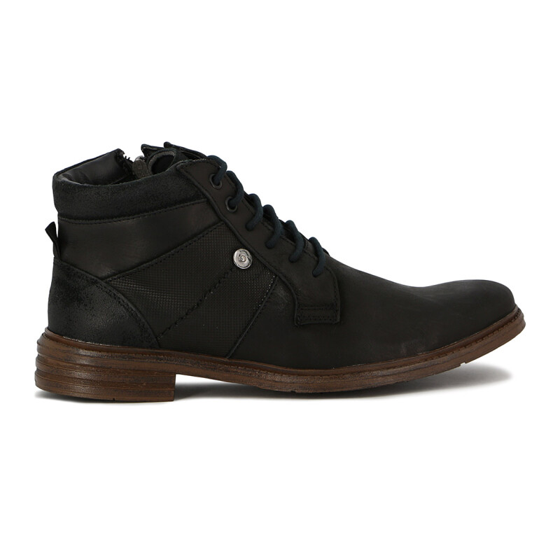 Starsax Bota Acordonada Cuero Hombre Negro