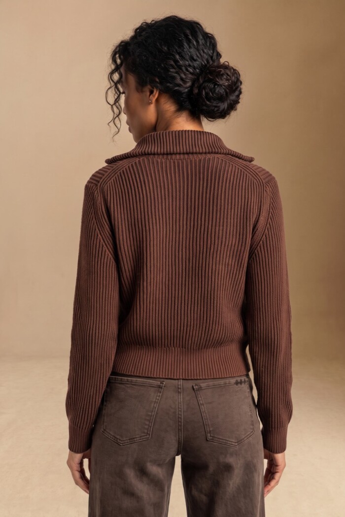 Campera Tejida Algodón Chocolate