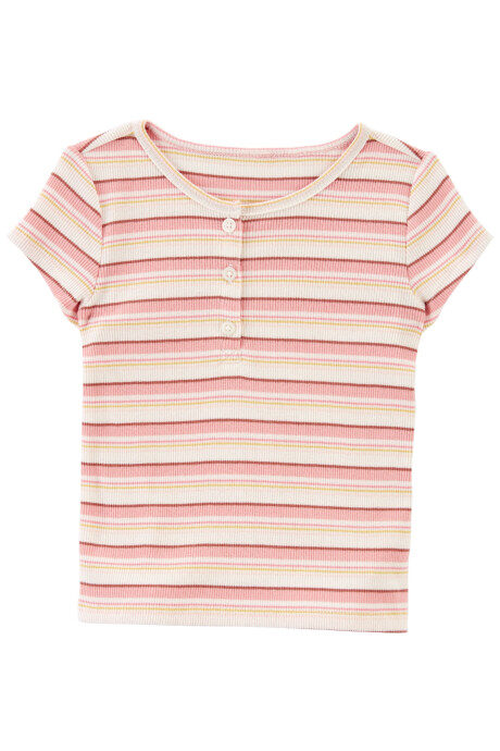 Remera de algodón manga corta con botones. Talles 2-5T Sin color