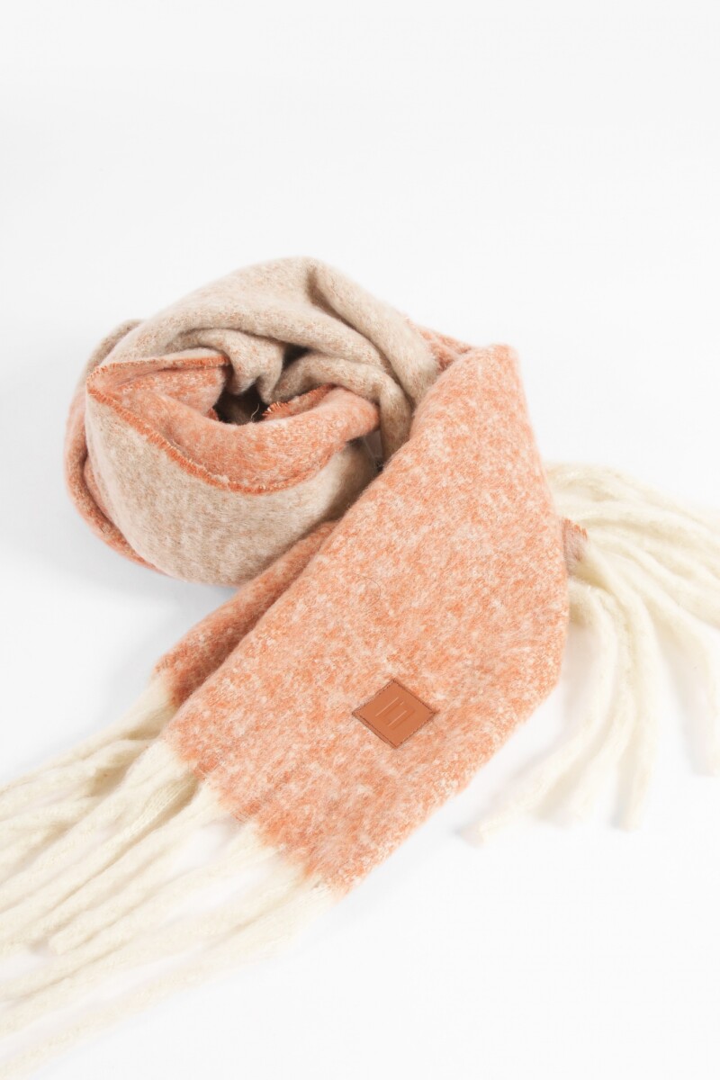 Bufanda bicolor con flecos bordo