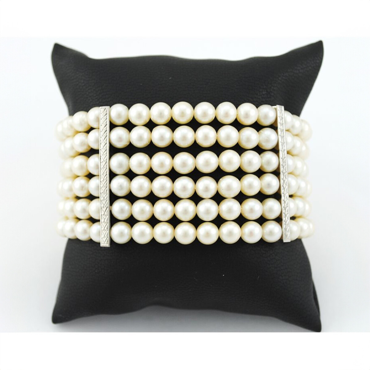 Pulsera Oro Blanco 18K Y Perlas De Cultivo 