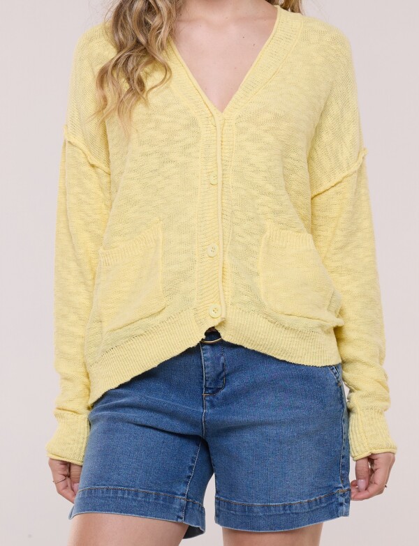 Cardigan Algodón Holgado AMARILLO