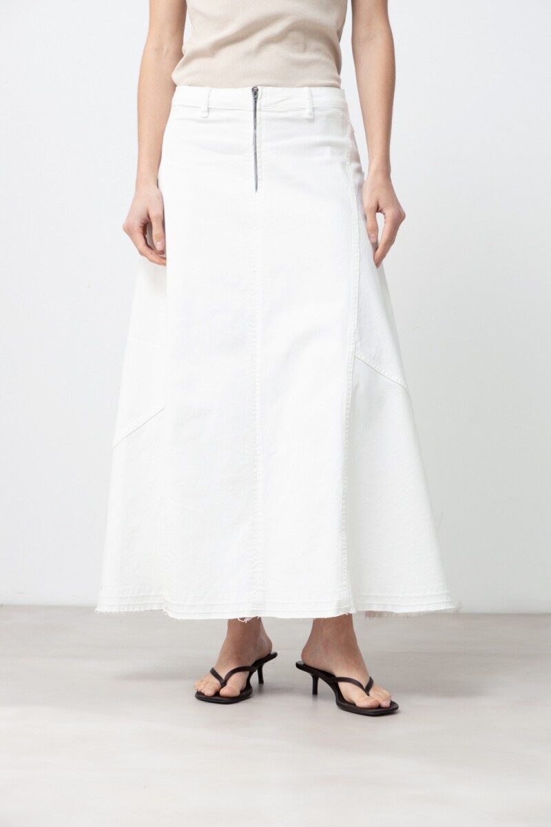Maxi falda de jean con cortes blanco