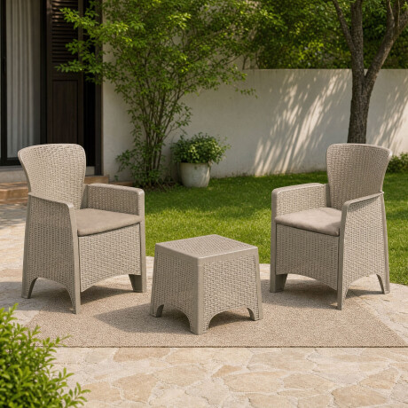 SET EXTERIOR (2+1) NATURAL/BEIGE POLIPROPILENO CADIZ