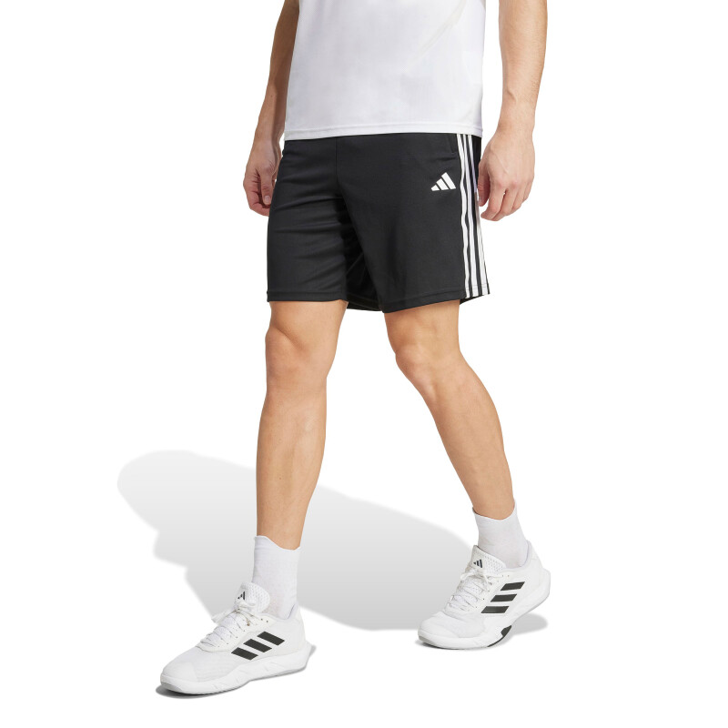 Short de Hombre Adidas Essentials Piqué 3 Rayas Negro - Blanco