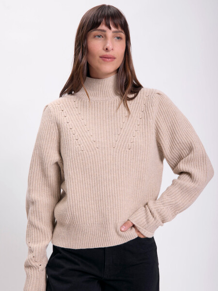 Polera punto fantasía Crudo