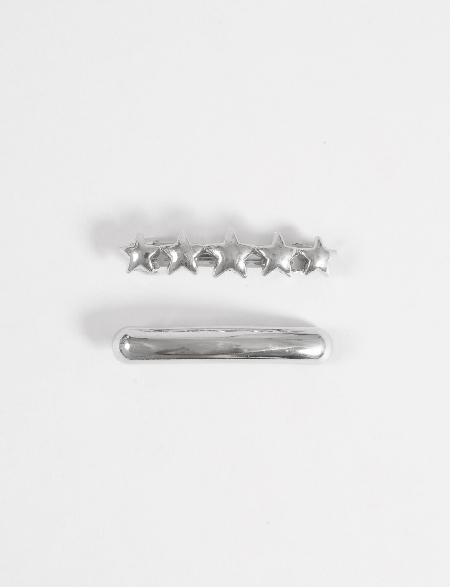 Set de dos broches estrella - plateado 