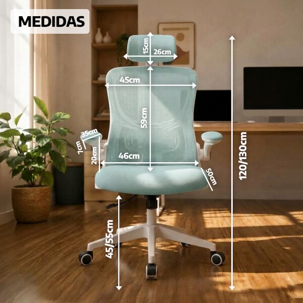 Silla de escritorio Oficina Sillon Ejecutiva Ergonomica Apoyabrazos Regulables IMBACK Color Turquesa Silla de escritorio Oficina Sillon Ejecutiva Ergonomica Apoyabrazos Regulables IMBACK Color Turquesa