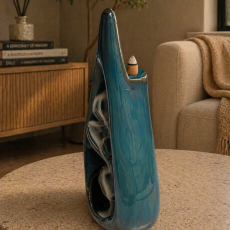 Porta Incienso cascada de cerámica para cono Gota Verde