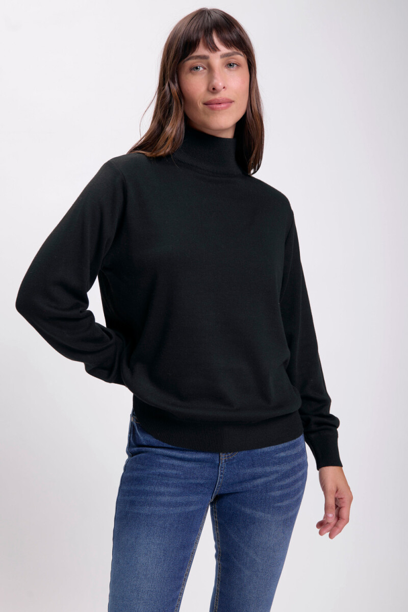 Polera de punto básica Negro