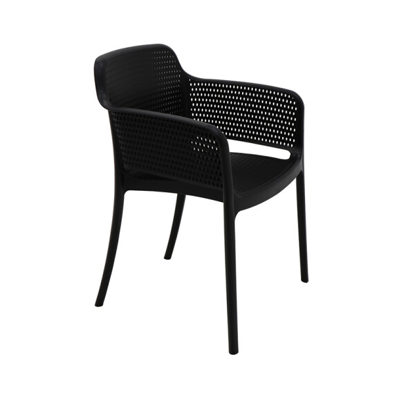 Silla apilable negra "GABRIELA" con posabrazos -TRAMONTINA TD0663