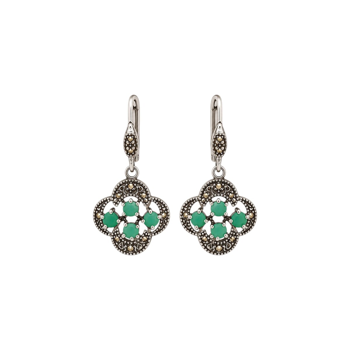 Caravanas Flor - Raíz de esmeralda - Plata 925 - esmeralda - CA8439 - conpiedra 