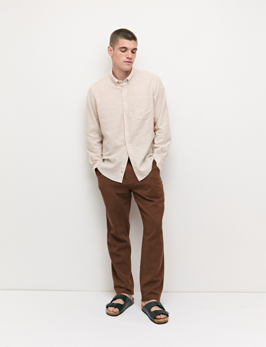 CAMISA DE LINO HARRINGTON LABEL - Beige 