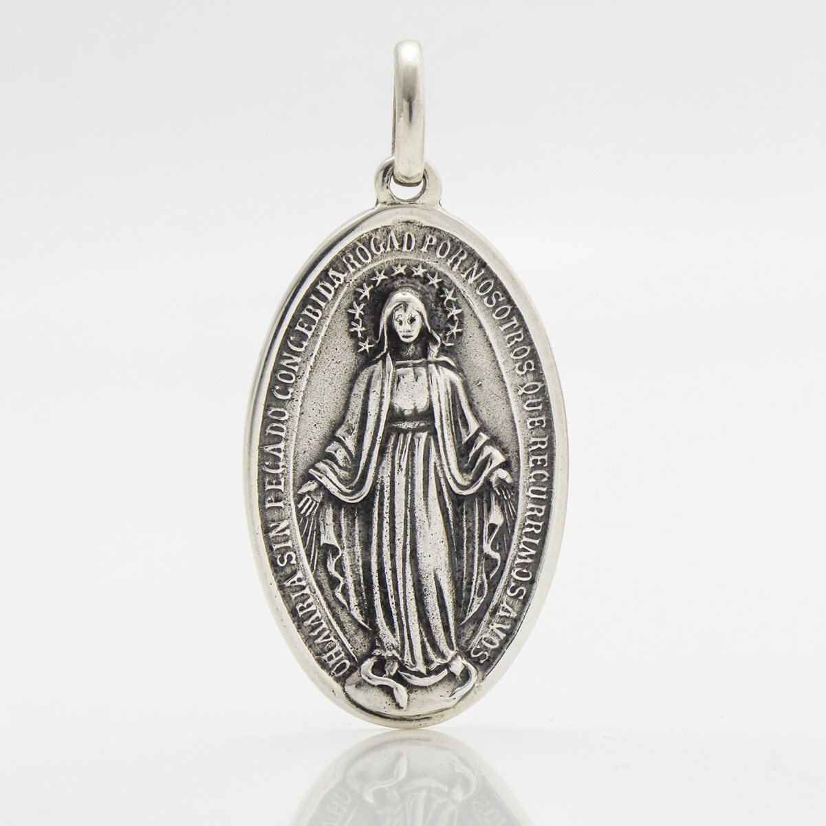 Medalla religiosa de la virgen milagrosa de plata 900, 4cm*2.5cm. 