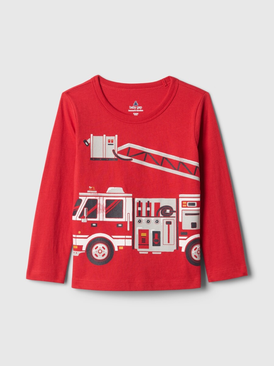 Remera Gráfico Manga Larga Toddler Niño - Modern Red 