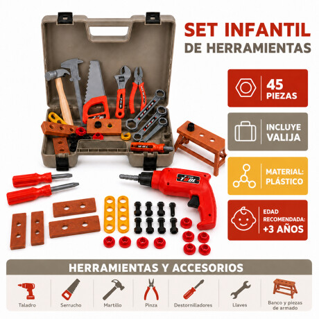 Juego de set de herramientas infantil con maletín 45pcs Sc