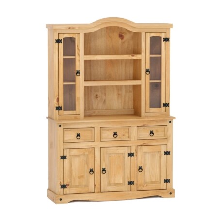 Cristalero Con Alzada Rustico 5 Puertas 3 Cajones Miel Cristalero Con Alzada Rustico 5 Puertas 3 Cajones Miel