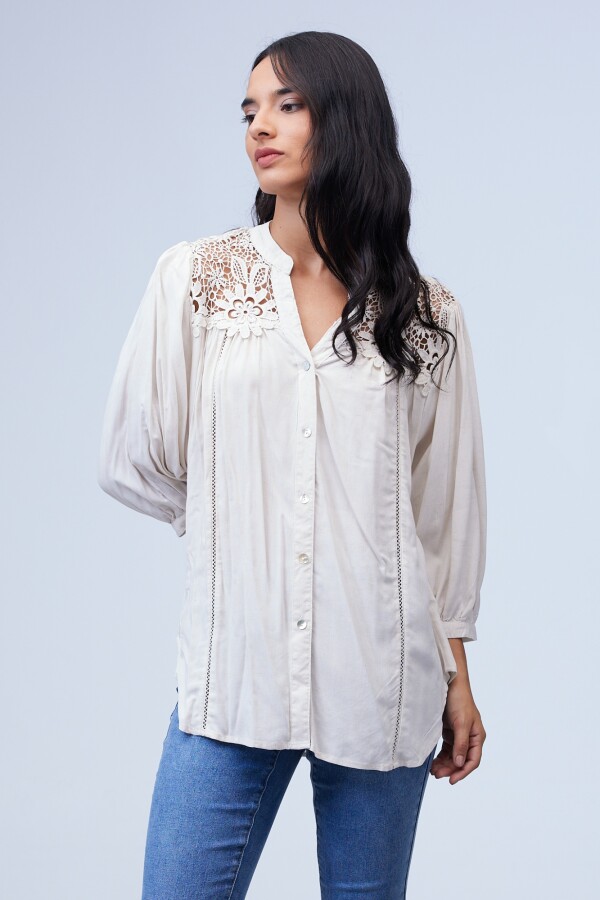 Blusa Crochet BEIGE CLARO