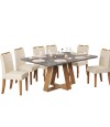 Juego De Comedor 6 Sillas + Mesa Vidrio Celeste Blanco / gris