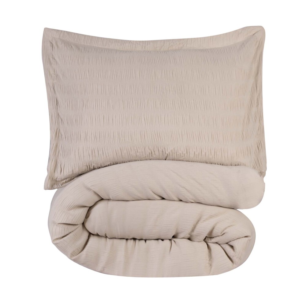 SET DE ACOLCHADO 2 PLAZAS POLIESTER VERDE CRINKLE VERDE CLARO