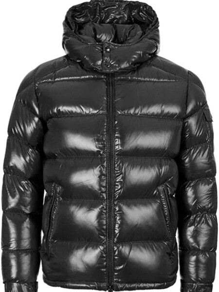 Moncler -Campera impermeable con capucha desmontable rellena de plumas, Maya Negro