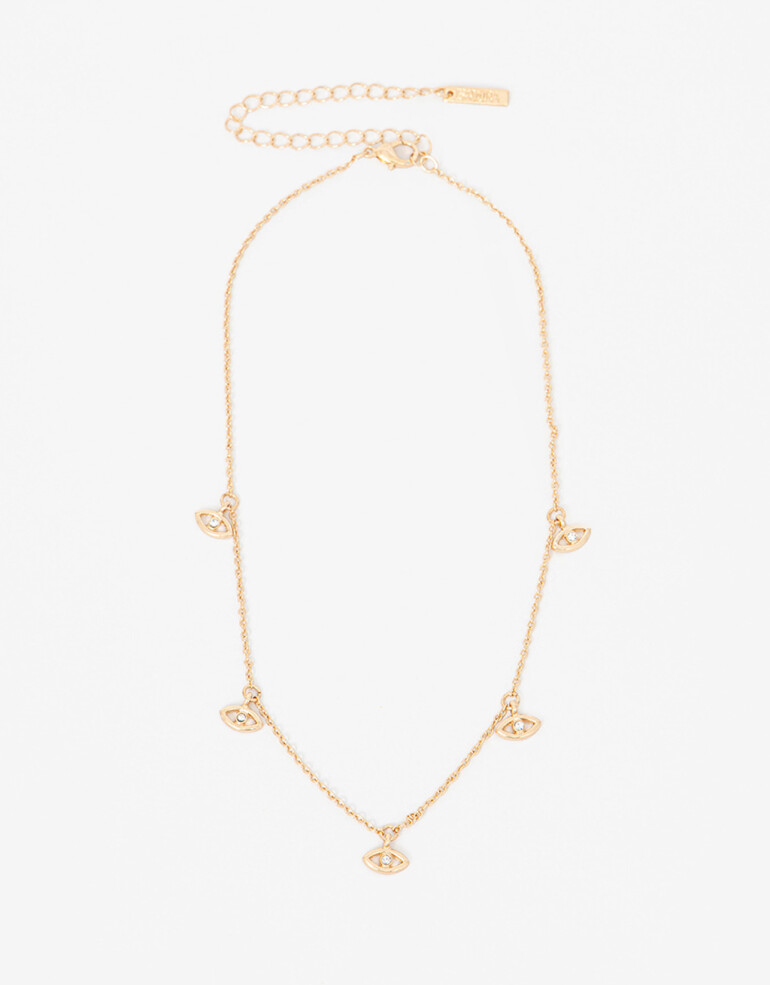 Collares Cortos Lucky charm Collar Corto Ojos En Strass - Dorado